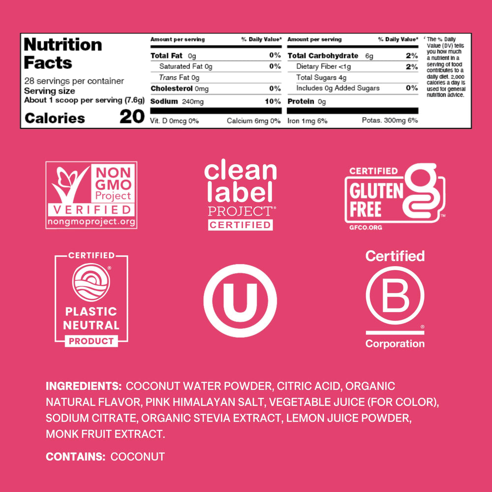 Cure Hydration Tropical Punch jar back label