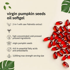 Graphic illustrating prostate, urinary and hair health benefits