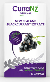 CURRANZ New Zealand blackcurrant extract capsules closeup highlighting endurance support potential.