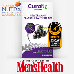 CURRANZ packaging detail emphasizes vegan, caffeine-free capsules for steady training days.
