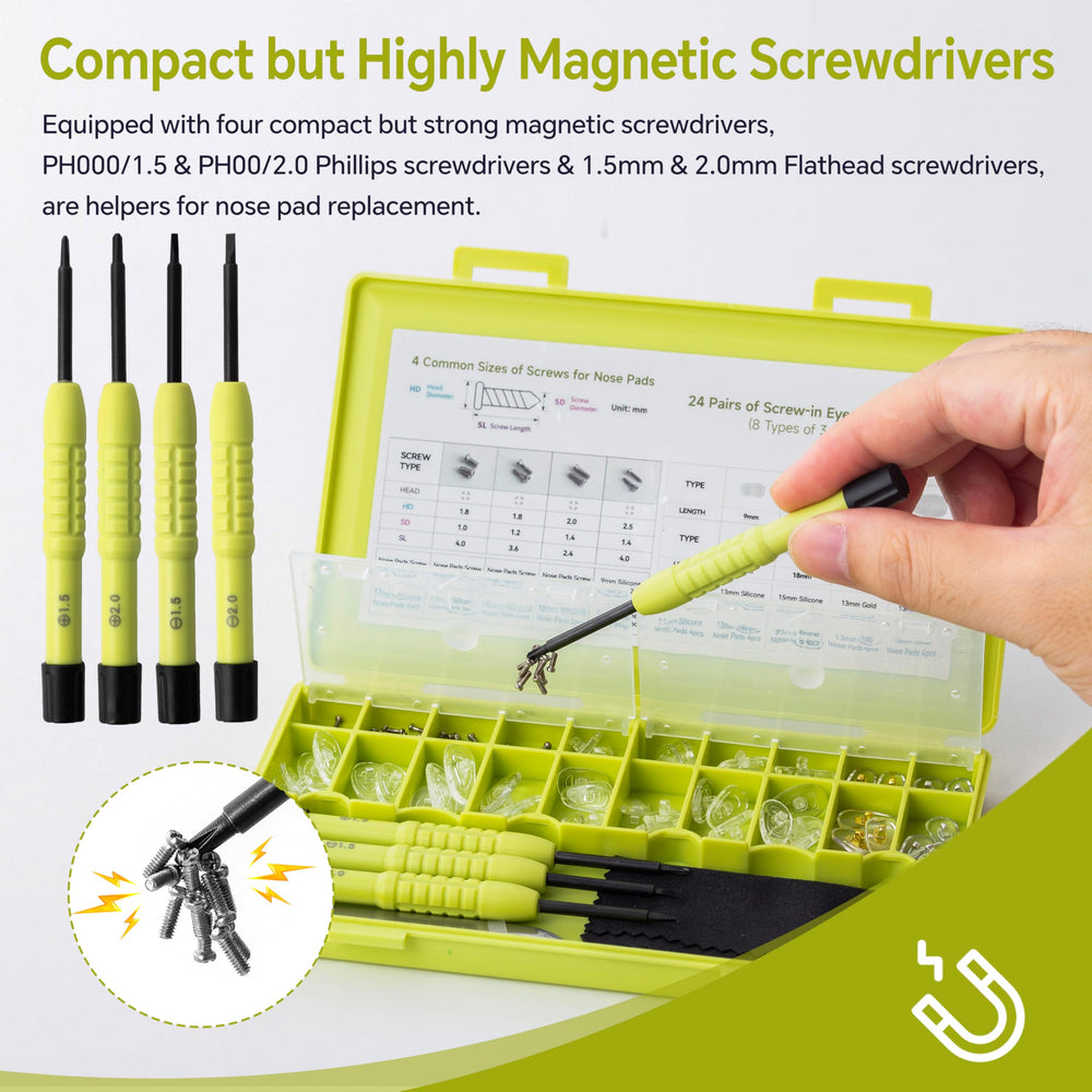Curved tweezers included in the repair kit