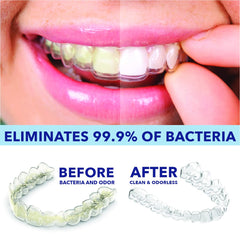 Usage: spray cleaner on dentures or retainers