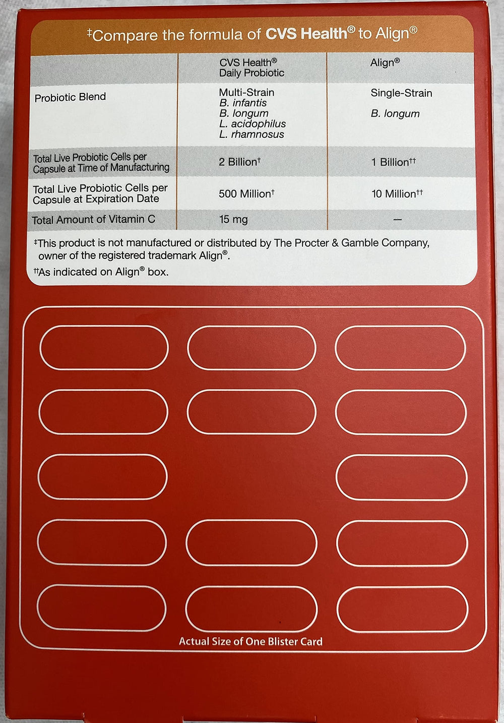 Close-up of CVS Health Digestive Probiotic Vegetable Capsules bottle