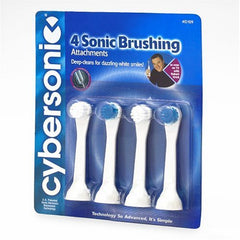 Cybersonic Classic Compact Replacement Brush Heads attached to a Cybersonic toothbrush