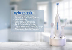 Close-up of sonic power flosser and tongue cleaner components