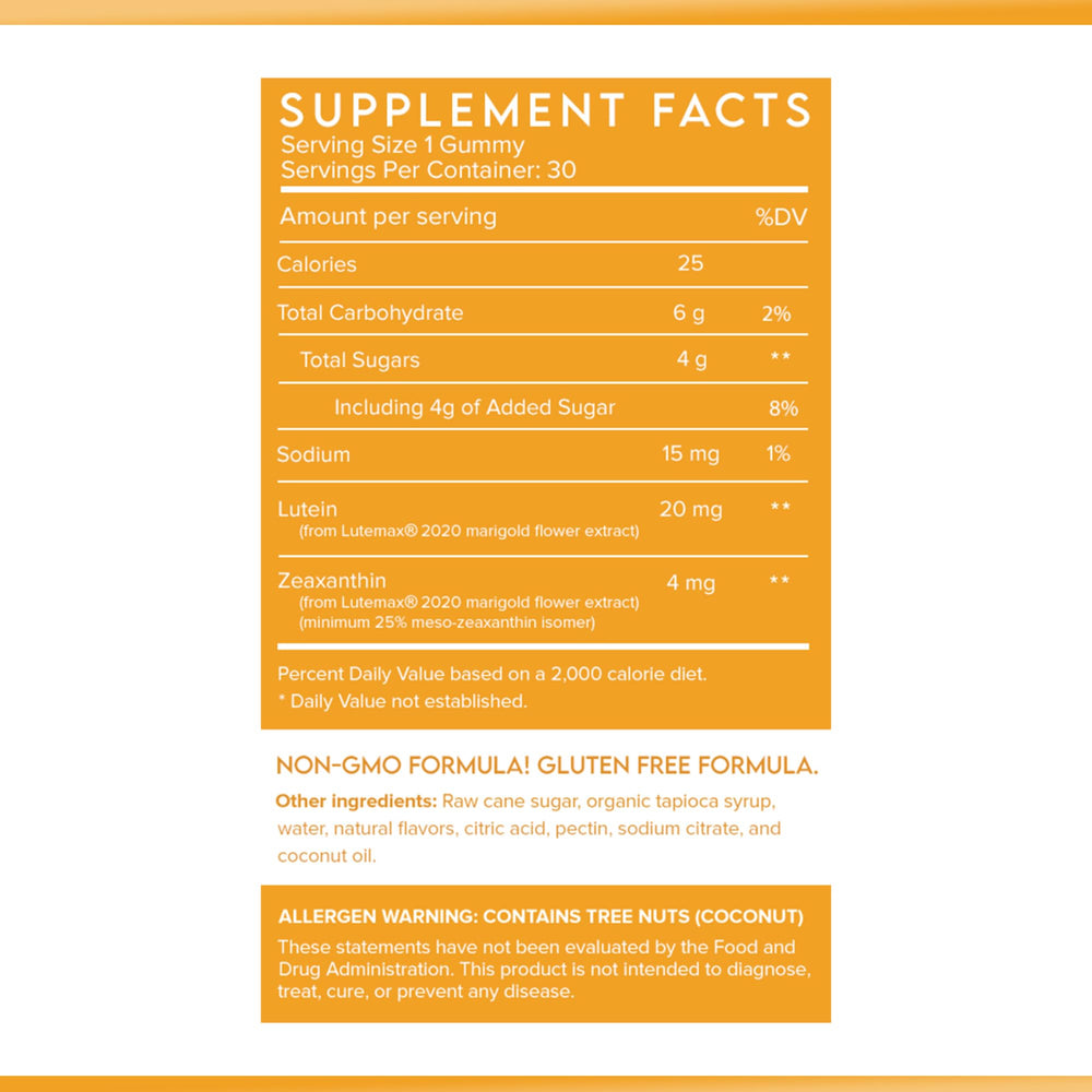 Close-up of lutein and zeaxanthin antioxidant ingredients