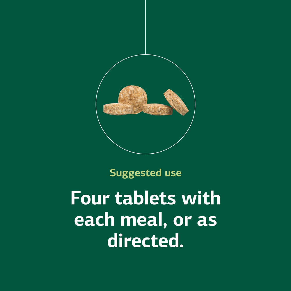 Dosage guidance for Cyrofood showing four tablets per meal
