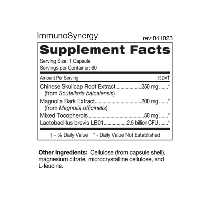 Lactobacillus brevis probiotic included in ImmunoSynergy