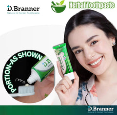 Fluoride-free seal on D.BRANNER Herbal Toothpaste packaging