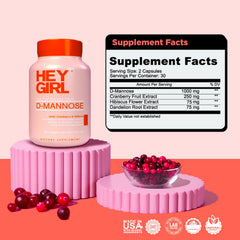 Close-up of D Mannose Capsules bottle label