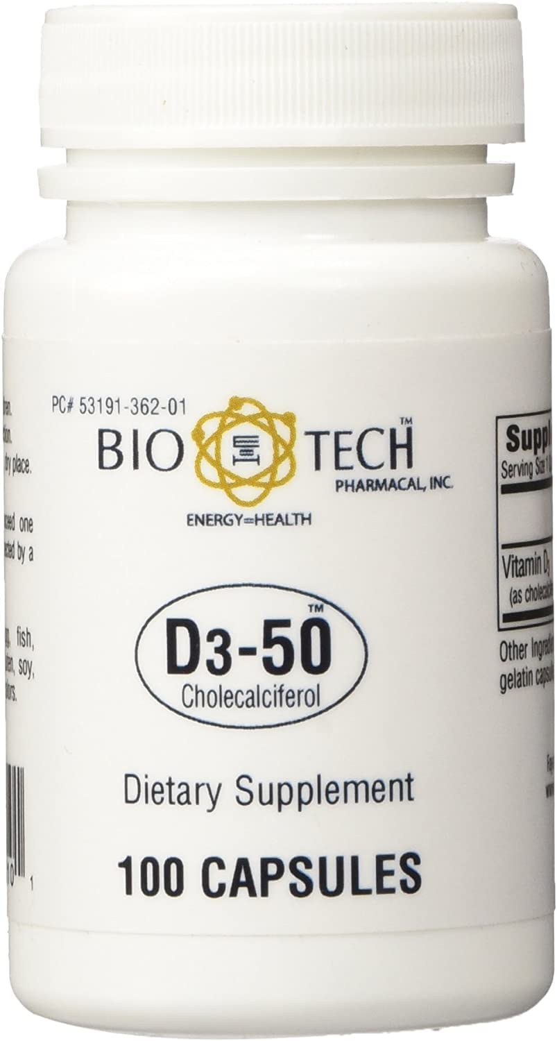 Pack of two D3-50 50,000 IU Vitamin D3 bottles