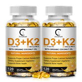 Bottle of Vitamin D3 + K2 supplement pack - front view