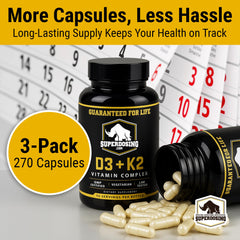 270 count bottle of D3K2 veggie capsules