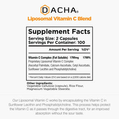 DACHA liposomal vitamin C ingredients featuring phospholipid sunflower lecithin