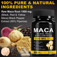 Healthy living lifestyle image featuring maca supplement