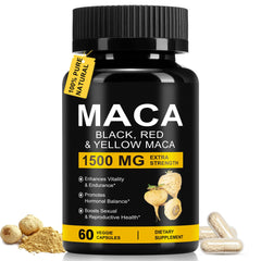 Front view of Daiasns Organic Maca Root Powder Capsules bottle with 1500 mg label