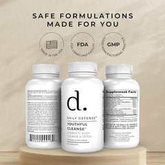 Daily Defense bottle with pills for bowel movement support