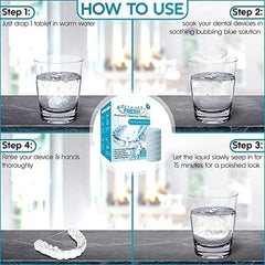 Denture cup ready for daily soaking with tablets
