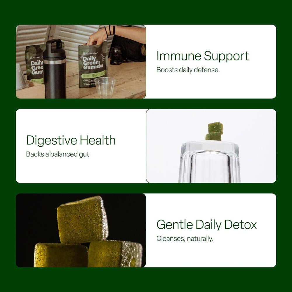Ingredients and nutrition panel for Daily Greens Gummies