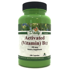 Bottle of Daily Manufacturing Activated Vitamin B12 with 180 vegetarian capsules