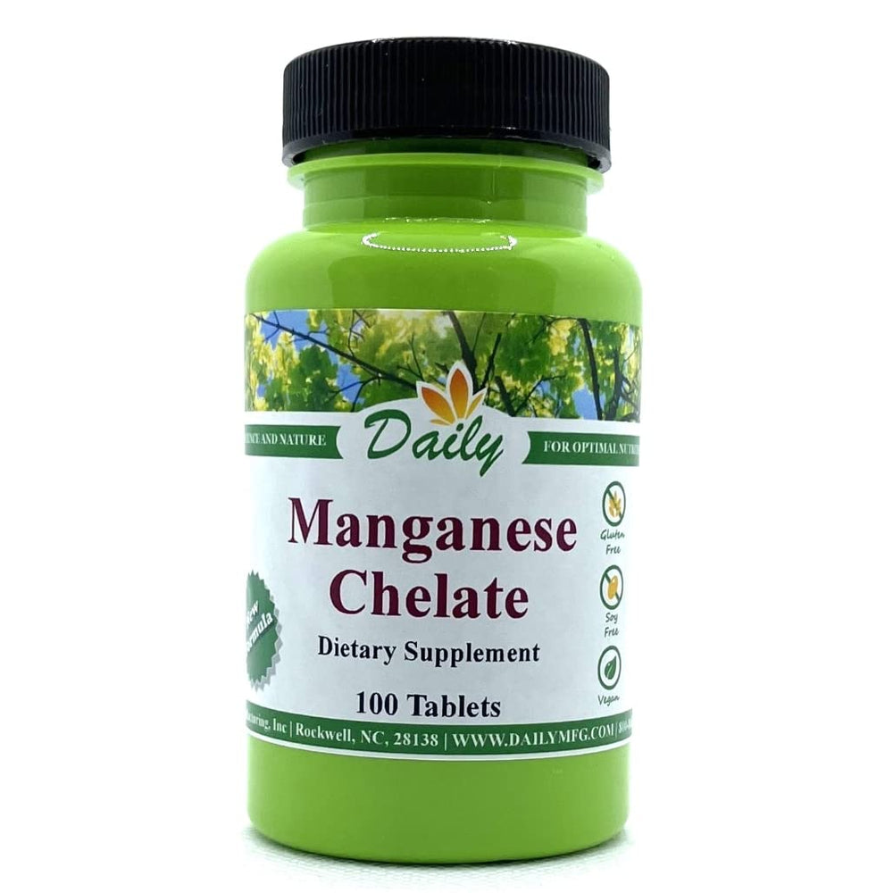 Front view of Daily Manufacturing Manganese Chelate 5 mg bottle