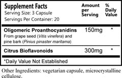 Made in USA OPC grape seed and pine bark extract with citrus bioflavonoids