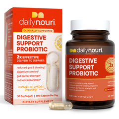 Daily Nouri Digestive Support Probiotic bottle and capsules