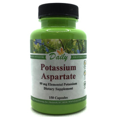 Front view of Daily Potassium Aspartate 150 Vegetarian Capsules bottle