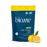Bio.me Daily Prebiotic Fiber Lemonade with Electrolytes jar and scoop