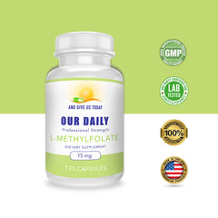 Back panel of Daily Vite L-Methylfolate 15 mg bottle