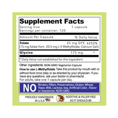 Ingredients and methylfolate details for Daily Vite product