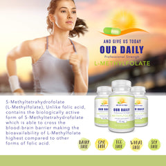 Vegan-friendly L-Methylfolate supplement packaging