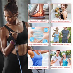 Lifestyle shot showing easy daily use of liquid drops with meals