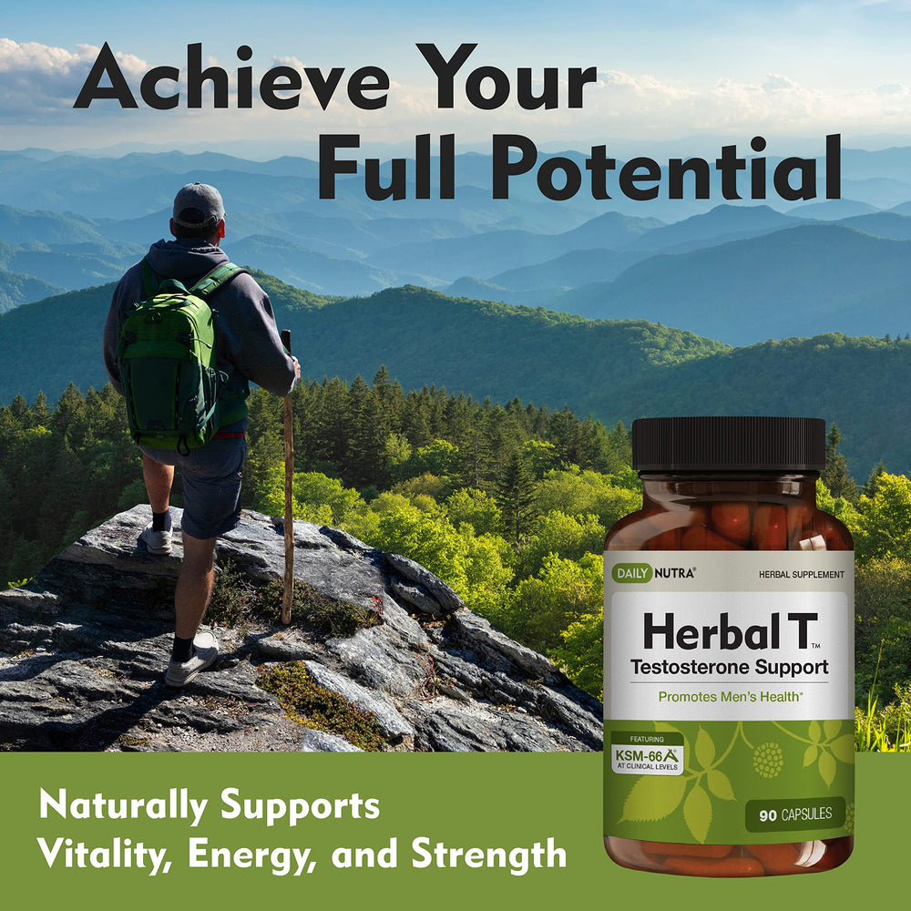 DailyNutra Herbal T bottle-side view highlights capsules for vitality.