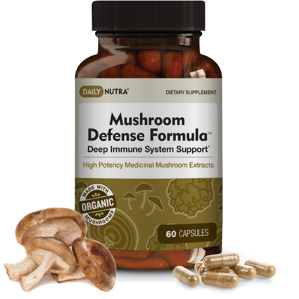 DailyNutra Mushroom Defense Formula bottle with label