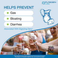 Close-up of a Puregen Labs Dairy Relief lactase tablet