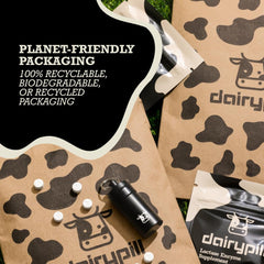 Non-GMO and gluten-free dairy lactase enzyme supplement label