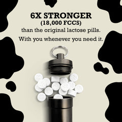 Portable DairyPill shown with keychain and on-the-go usage