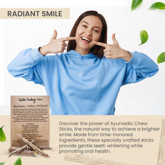 Illustration of fresh breath and confident smile with Dale Audrey chew sticks