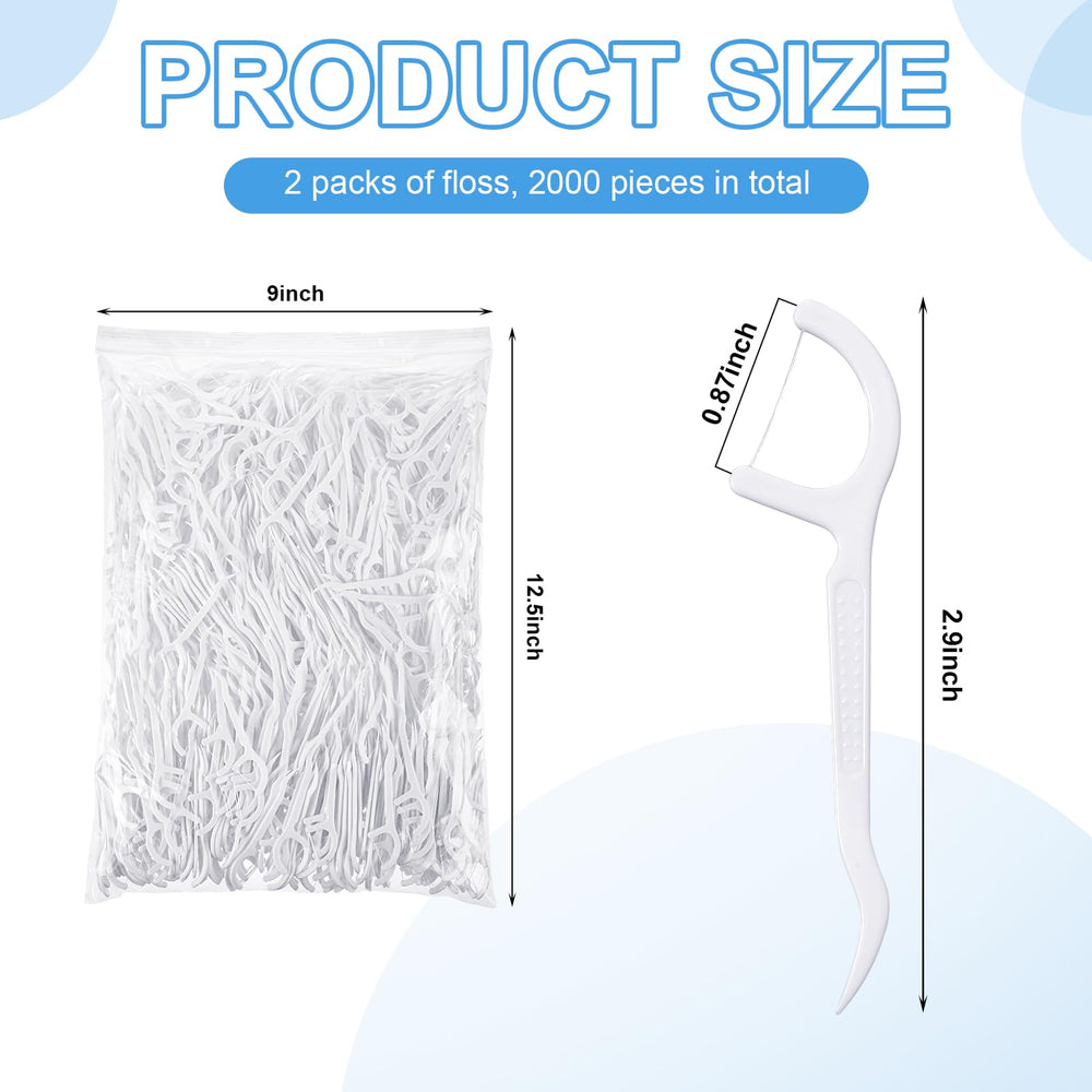 Close-up of white dental floss picks for teeth cleaning
