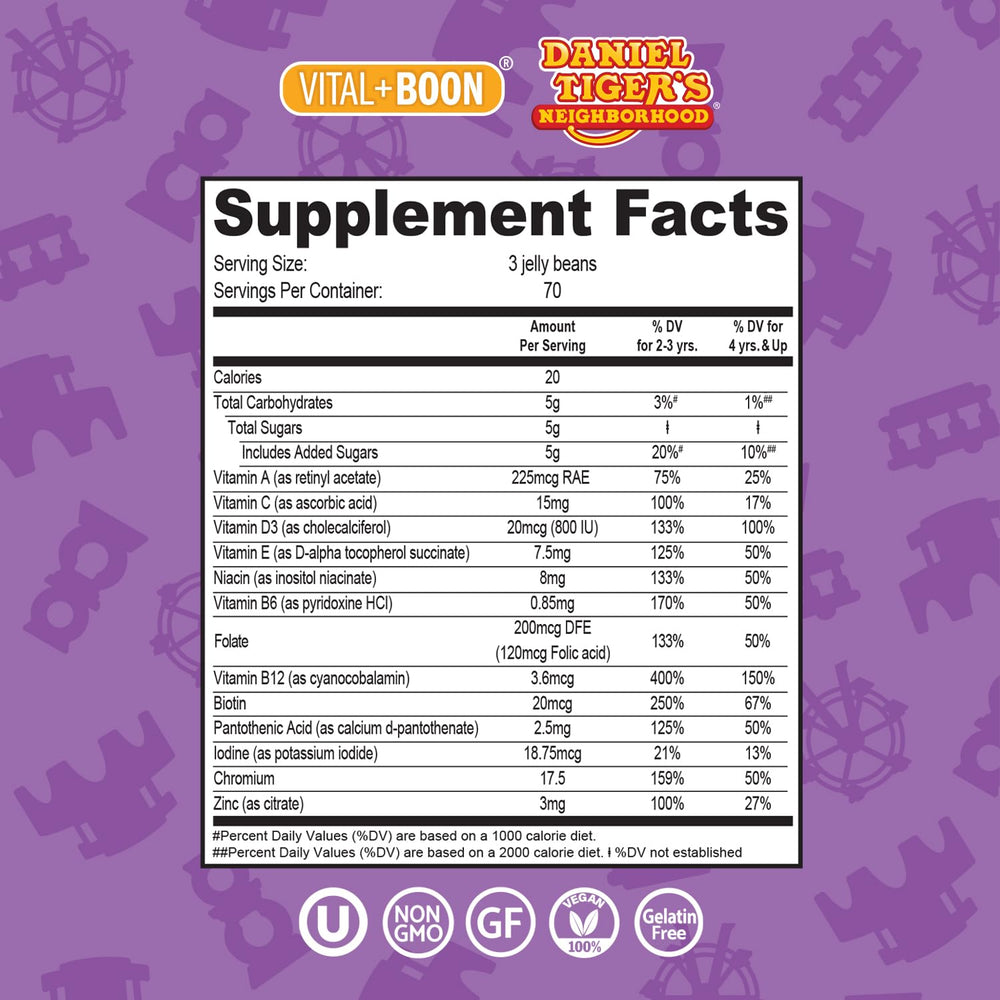 Daniel Tiger branding on a bottle against a white background