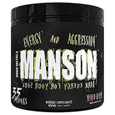 Dark Metal Manson front label highlights premium pre-workout formula for intense training.