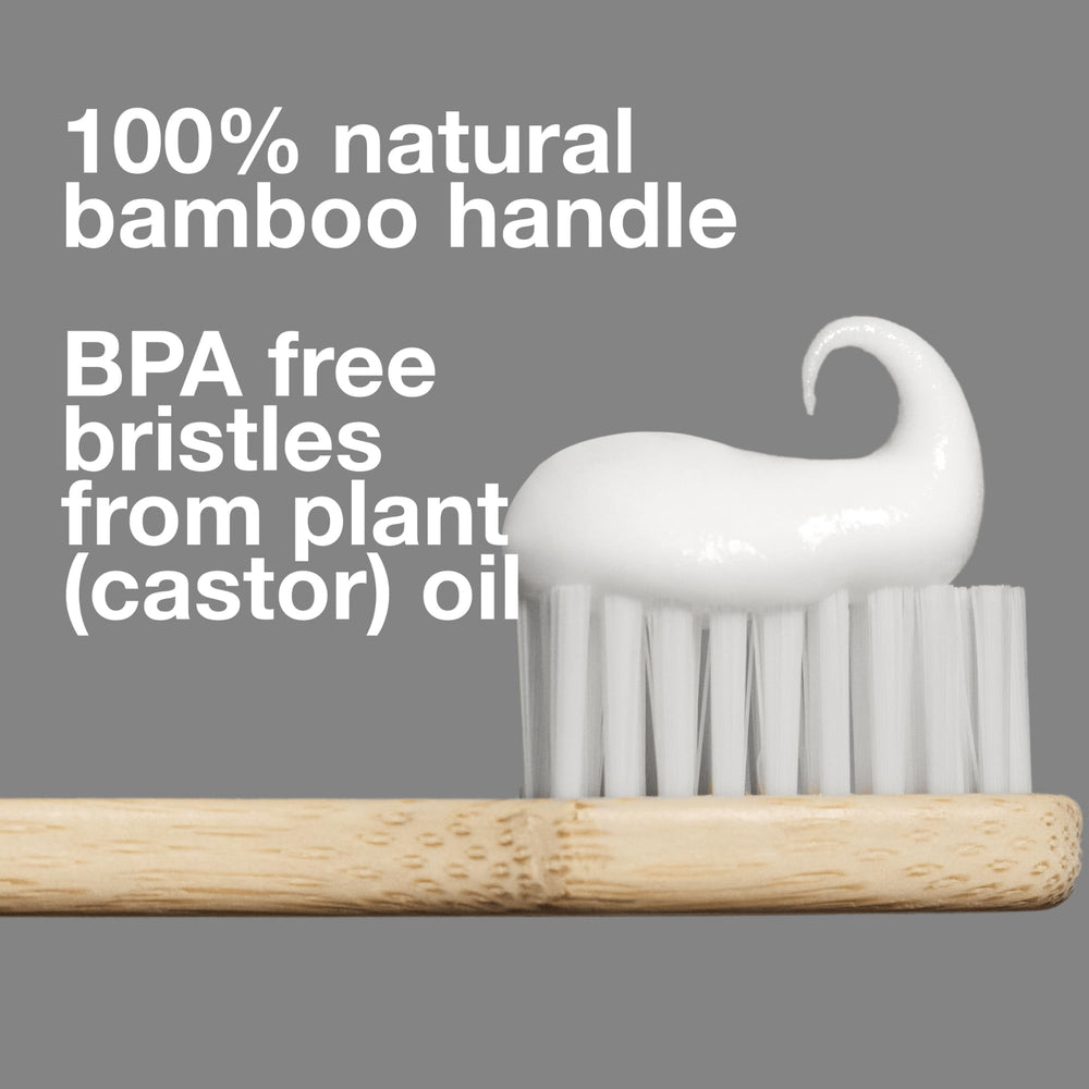 Close-up of high-performance soft bristles on Davids bamboo toothbrush