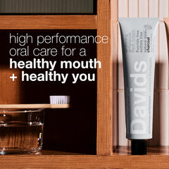 Peppermint flavor label on the toothpaste tube