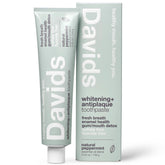 Front view of Davids fluoride-free peppermint toothpaste tube, 5.25oz