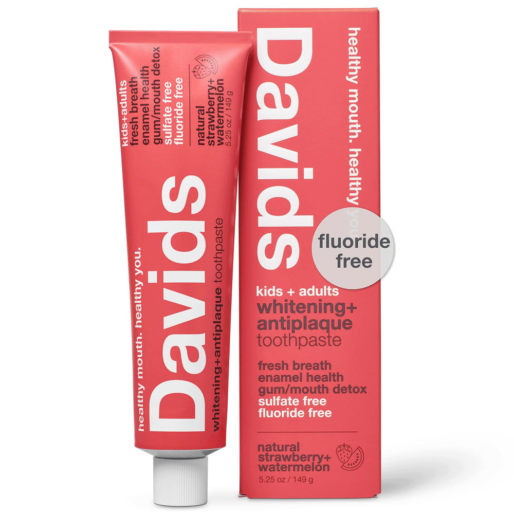 Davids fluoride-free toothpaste strawberry watermelon flavor tube, 5.25oz