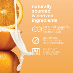 Orange vanilla flavor close-up of toothpaste