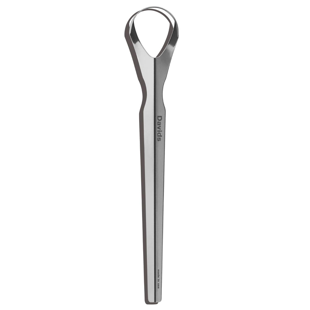Professional-grade tongue scraper highlighting durable stainless steel material