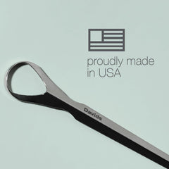 Product shot of Davids Tongue Scraper with clean white background