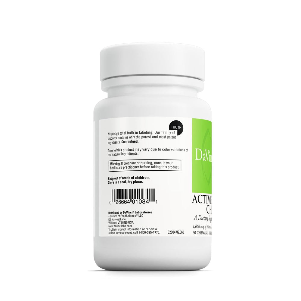 60-count bottle of DAVINCI Labs Active Folate B12 Chewable